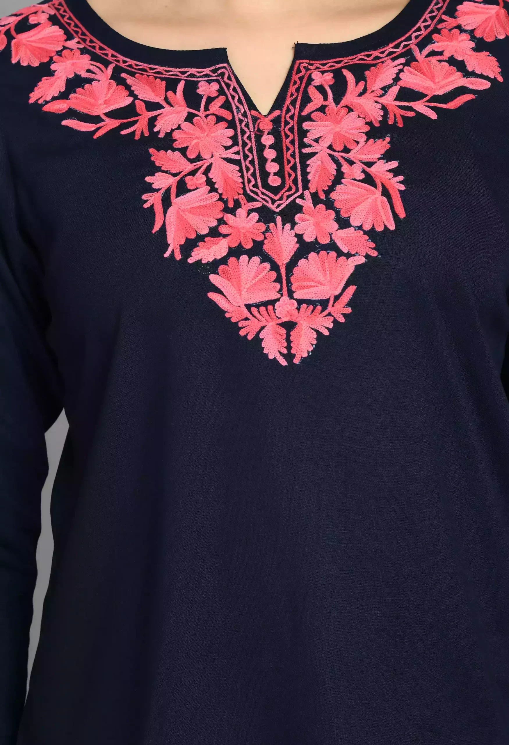 Blue Kashmiri Embroidered Short Kurti